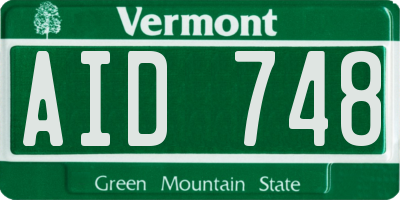 VT license plate AID748