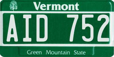 VT license plate AID752