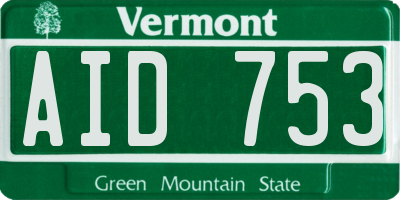 VT license plate AID753