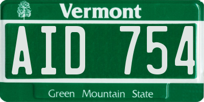 VT license plate AID754