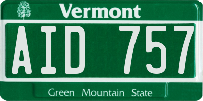 VT license plate AID757