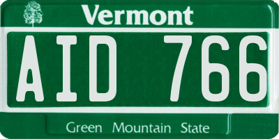 VT license plate AID766