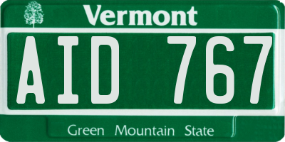 VT license plate AID767