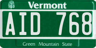 VT license plate AID768
