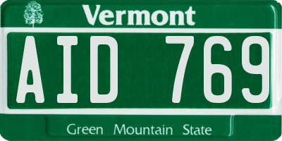 VT license plate AID769