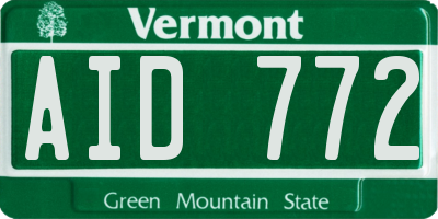 VT license plate AID772