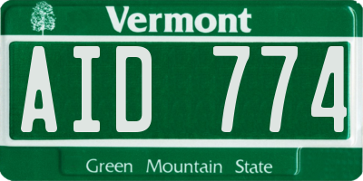 VT license plate AID774