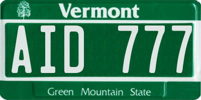 VT license plate AID777