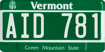 VT license plate AID781