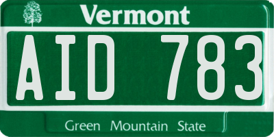 VT license plate AID783