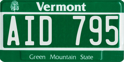 VT license plate AID795