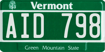 VT license plate AID798