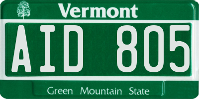 VT license plate AID805