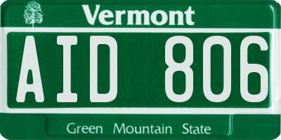 VT license plate AID806