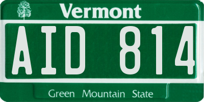 VT license plate AID814