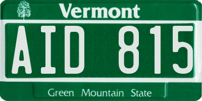 VT license plate AID815