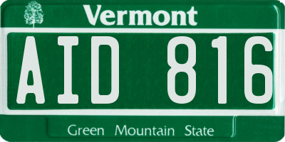 VT license plate AID816