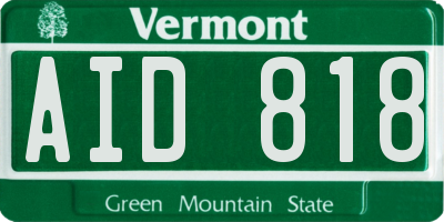 VT license plate AID818