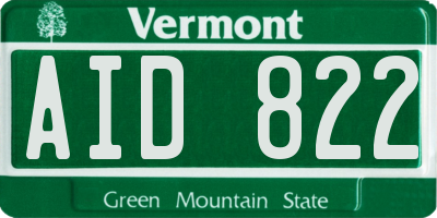 VT license plate AID822