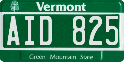 VT license plate AID825