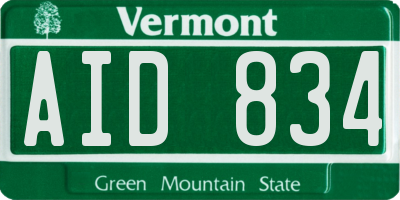 VT license plate AID834