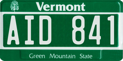 VT license plate AID841