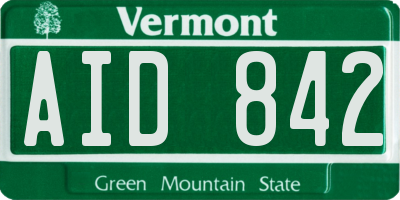 VT license plate AID842