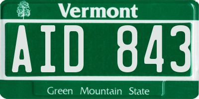 VT license plate AID843