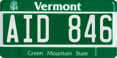 VT license plate AID846