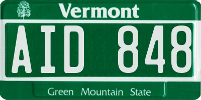 VT license plate AID848