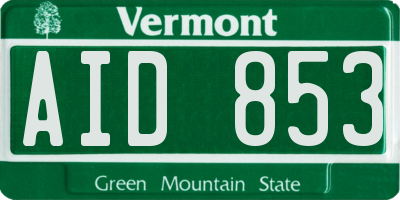 VT license plate AID853