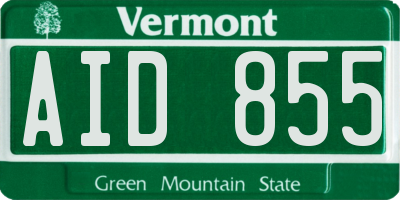 VT license plate AID855