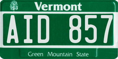 VT license plate AID857