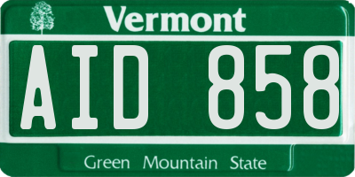 VT license plate AID858