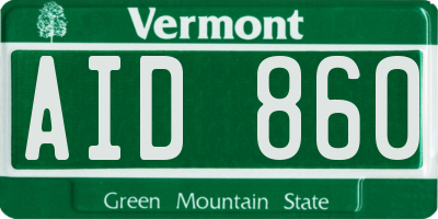 VT license plate AID860