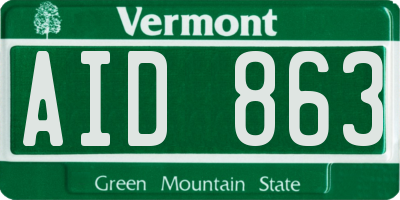 VT license plate AID863