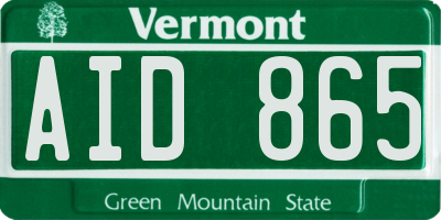 VT license plate AID865