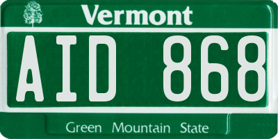 VT license plate AID868