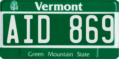 VT license plate AID869