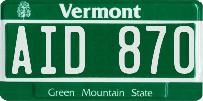 VT license plate AID870