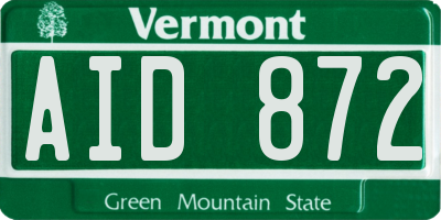 VT license plate AID872