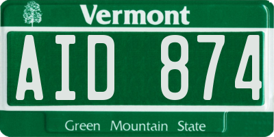 VT license plate AID874
