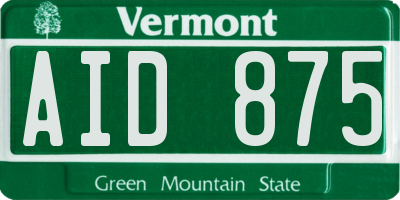 VT license plate AID875