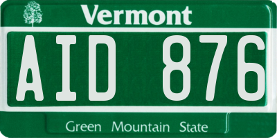 VT license plate AID876