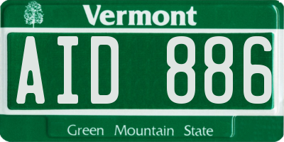 VT license plate AID886