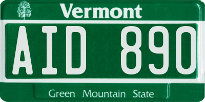 VT license plate AID890