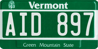 VT license plate AID897