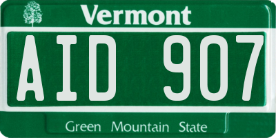 VT license plate AID907
