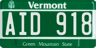 VT license plate AID918