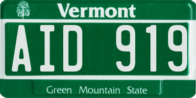 VT license plate AID919
